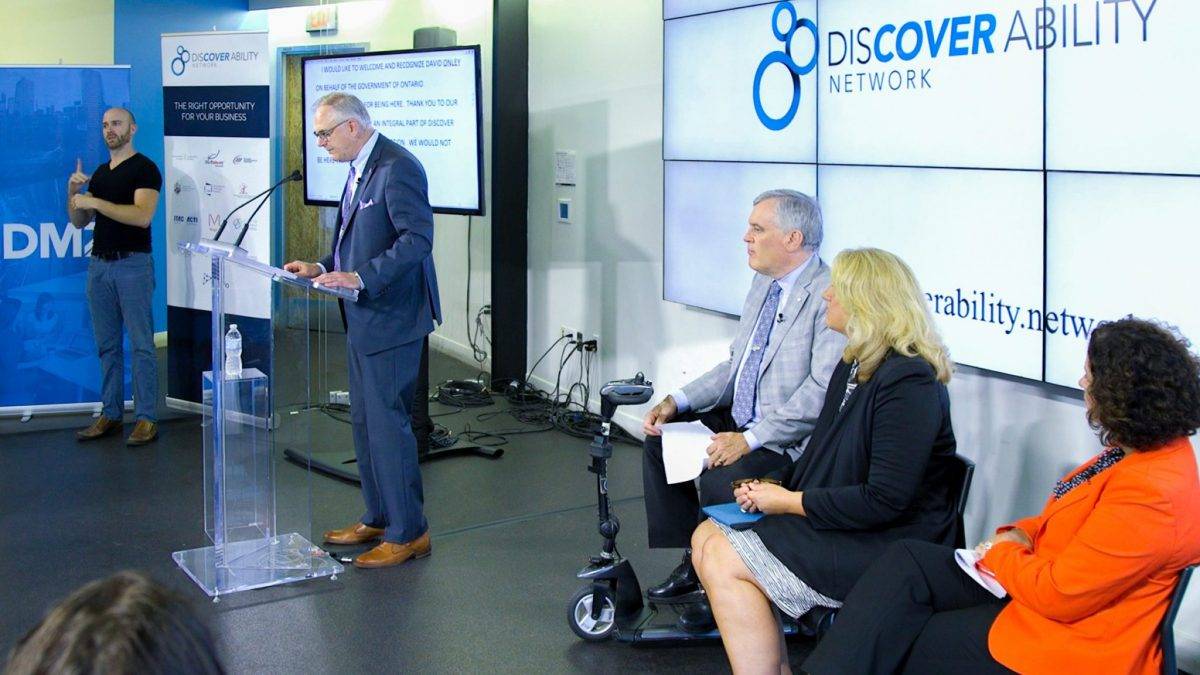 Photo of the opening remarks at the Discover Ability Network Launch event