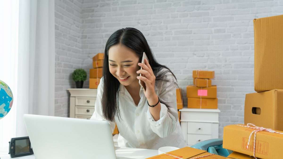 Woman working on computer